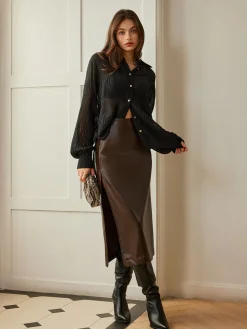 COMMENSE Semi-Sheer Button Polo Shirt* Blouses & Shirts|Tops