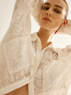 COMMENSE Semi-Sheer Jacquard Polo Shirt* Blouses & Shirts|Tops