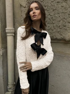 COMMENSE Sequined Velvet Bowknot Decor Blouse* Blouses & Shirts|Tops