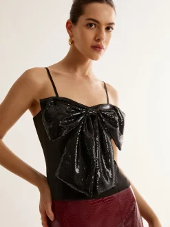 COMMENSE Sequins Bow Cami Top* Tank Tops & Camis|Tops