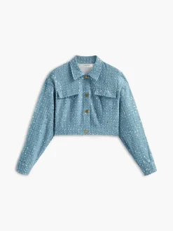 COMMENSE Sequins Decor Crop Jacket* Outerwear|Crop Tops