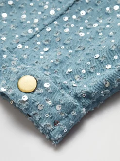 COMMENSE Sequins Decor Crop Jacket* Outerwear|Crop Tops