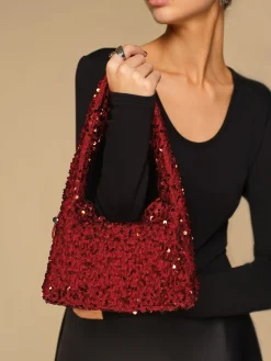 COMMENSE Sequins Drawstring Velvet Armpit Bag* Bags|Accessories