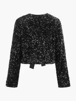COMMENSE Sequins Velvet Bow Blazer* Outerwear|Blazers