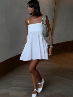 COMMENSE Serendipity Drawstring Pockets Cami Short Dress* White Dresses|Casual Dresses