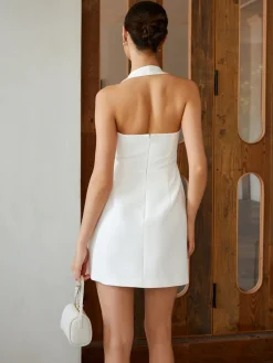 COMMENSE Sexy Halter Solid Dress* Casual Dresses|Work Dresses