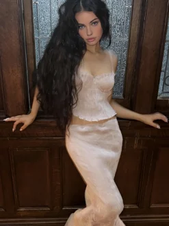 COMMENSE Sexy Lace Up Corset Top and Maxi Skirt Set* Skirt Sets|Long Sleeve Sets