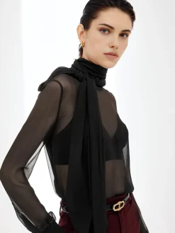 COMMENSE Sheer Bow Chiffon Shirt* Blouses & Shirts|Tops