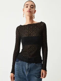 COMMENSE Sheer Floral Long Sleeve Top* T-shirts|Tops
