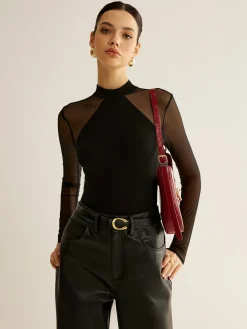 COMMENSE Sheer Long Sleeve Jersey Top* T-shirts|Tops