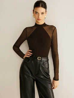 COMMENSE Sheer Long Sleeve Jersey Top* T-shirts|Tops