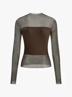 COMMENSE Sheer Panel Slim Sweater* Sweater Tops|Sweaters & Cardigans