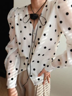 COMMENSE Sheer Polka Dot Blouse* Blouses & Shirts|Tops