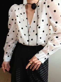 COMMENSE Sheer Polka Dot Blouse* Blouses & Shirts|Tops