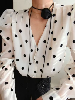 COMMENSE Sheer Polka Dot Blouse* Blouses & Shirts|Tops
