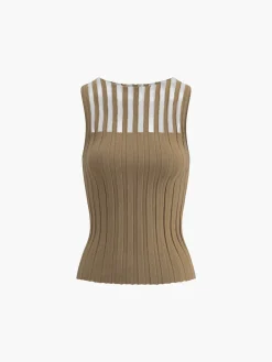 COMMENSE Sheer Ribbed Tank Top* Tank Tops & Camis|Tops