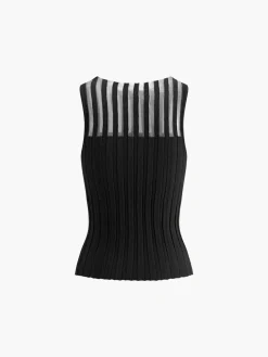 COMMENSE Sheer Ribbed Tank Top* Tank Tops & Camis|Tops
