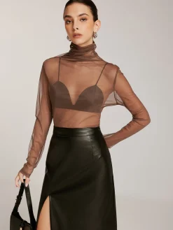 COMMENSE Sheer Stack Collar Bottoming Top* T-shirts|Tops