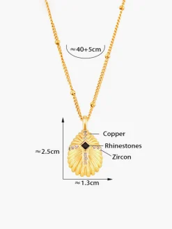 COMMENSE Shell Cross Set Diamond Pendant Necklace* Necklaces|Accessories