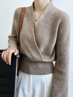 COMMENSE She's Effortless Wrap Sweater* Sweater Tops|Sweaters & Cardigans