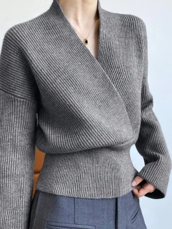 COMMENSE She's Effortless Wrap Sweater* Sweater Tops|Sweaters & Cardigans