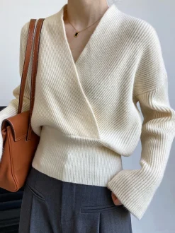 COMMENSE She's Effortless Wrap Sweater* Sweater Tops|Sweaters & Cardigans