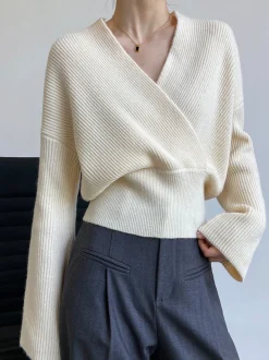 COMMENSE She's Effortless Wrap Sweater* Sweater Tops|Sweaters & Cardigans