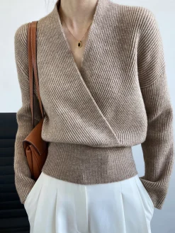 COMMENSE She's Effortless Wrap Sweater* Sweater Tops|Sweaters & Cardigans