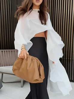 COMMENSE Shift Chiffon Asymmetrical Cover Up* Swimwear|Tops