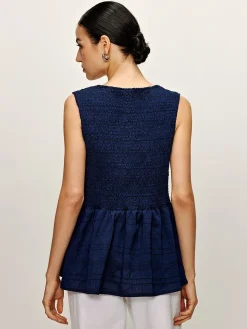 COMMENSE Shirred Lace Up Ruffle Tank Blouse* Blouses & Shirts|Tank Tops & Camis