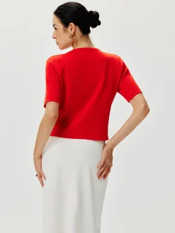 COMMENSE Short Sleeve Button Knit Top* Sweater Tops|Sweaters & Cardigans