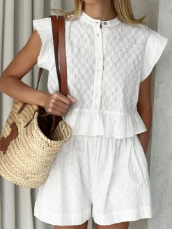 COMMENSE Short Sleeve Cotton Shorts Set* Shorts Sets|Shorts