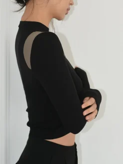 COMMENSE Shoulder Contrast Long Sleeve Shirt* Sweater Tops|T-shirts