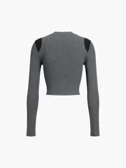 COMMENSE Shoulder Contrast Long Sleeve Shirt* Sweater Tops|T-shirts