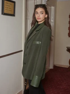 COMMENSE Shoulder Pads Corduroy Panel Blazer* Outerwear|Blazers