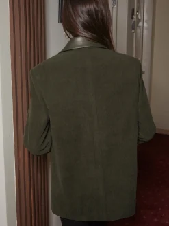 COMMENSE Shoulder Pads Corduroy Panel Blazer* Outerwear|Blazers