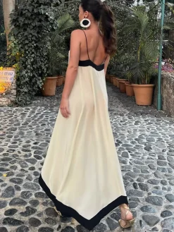 COMMENSE Sicily Old Money Aesthetics Slip Long Dress* White Dresses|Casual Dresses