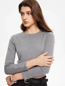 COMMENSE Side Breasted Crop Sweater* Sweater Tops|Sweaters & Cardigans