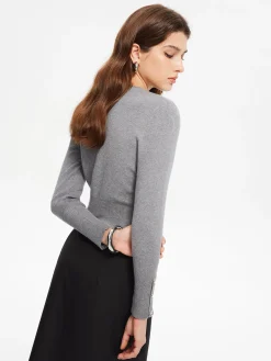 COMMENSE Side Breasted Crop Sweater* Sweater Tops|Sweaters & Cardigans