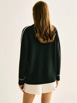 COMMENSE Side Contrast-Striped Turtleneck Sweater* Sweater Tops|Sweaters & Cardigans