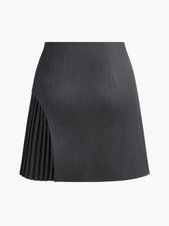COMMENSE Side Pleated Buckle Belted Skirt* Skirts|Bottoms