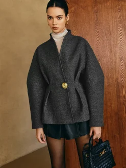 COMMENSE Side Pleated Coat Without Belt* Outerwear|Coats