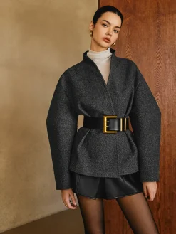 COMMENSE Side Pleated Coat Without Belt* Outerwear|Coats
