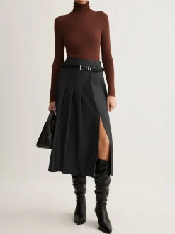 COMMENSE Side Split Pleated Skirt Without Belt* Skirts|Bottoms