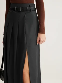COMMENSE Side Split Pleated Skirt Without Belt* Skirts|Bottoms
