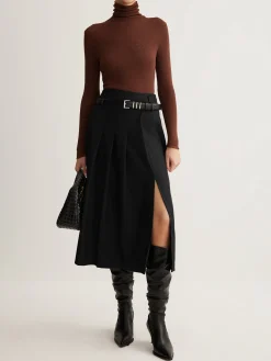 COMMENSE Side Split Pleated Skirt Without Belt* Skirts|Bottoms