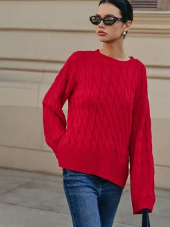 COMMENSE Side Split Twist Sweater* Sweater Tops|Sweaters & Cardigans