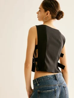 COMMENSE Side-Buckle Sexy Crop Tank Top* Crop Tops|Tank Tops & Camis