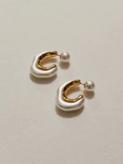 COMMENSE Silver Needle Pearl Earrings* Earrings|Accessories