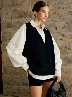 COMMENSE Single Piece Plain Sweater Vest* Sweater Vests|Sweaters & Cardigans